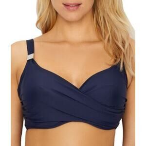 Miraclesuit Solid Surplice Bra Top Midnight navy blue 34DDD retail $86